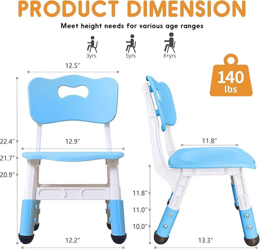 Kid Chairs Indoor 3 Level Adjustable Suitable for Children Age 2-6. Toddler Chairs Maximum Load-Bearing 220LBS for Family Classroom and Nursery Kids Activity Chair Set