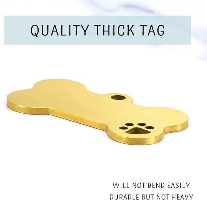 Ultra Joys Dog Tags Personalized for Pets - Hollow Paw Custom Pet ID Tag - Engraved Dog Tag for Small, Large Dogs - Small Bone in Gold