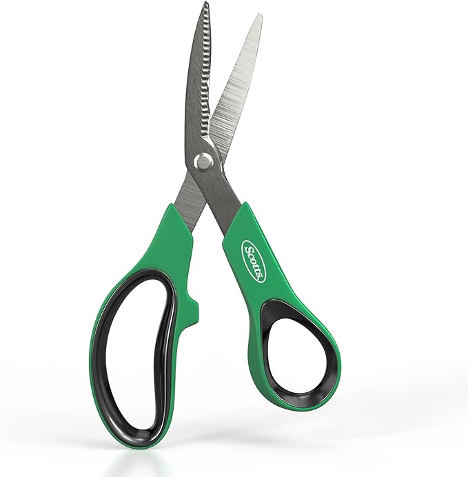 Scotts 8 in. All-Purpose Steel Garden Utility Shears with Serrated Blades – Comfort Grip Yard and Garden Scissors for Pruning Plants, Flowers, and Herbs