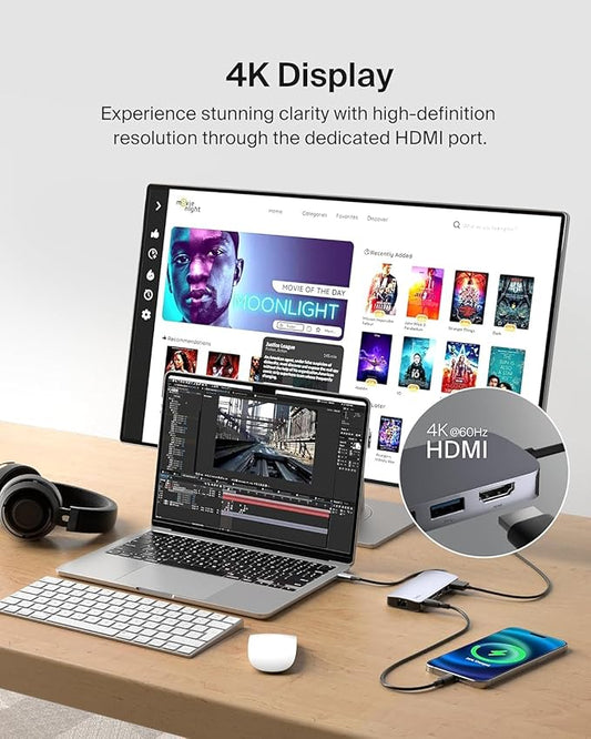 Belkin USB-C Hub - 6-in-1 Multi-Port Adapter Dock with 4K HDMI, USB-C 100W PD Pass-Through Charging, 2X USB-A Ports, Gigabit Ethernet Ports, and SD Slot for MacBook Pro, Air, iPad, Pro, XPS and More