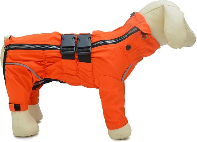 Dogs Waterproof Jacket, Lightweight Waterproof Jacket Reflective Safety Dog Raincoat Windproof Snow-Proof Dog Vest for Corgis Dachshund Small Medium Large Dogs Orange D-M