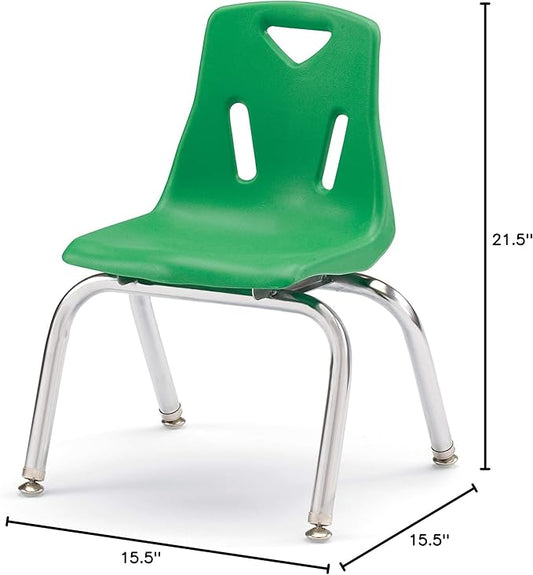 Jonti-Craft Berries 8142JC1119 Stacking Chair with Chrome-Plated Legs, 12" Height, Green