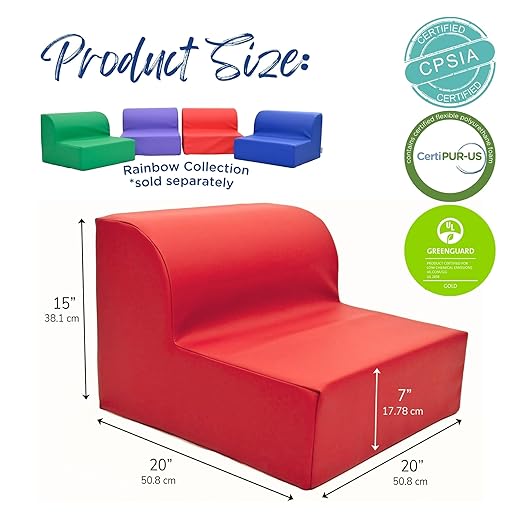 Children's Factory Library Lounger, Flexible Seating Classroom Furniture, Comfy Kids Chairs, Red, Single Lounger