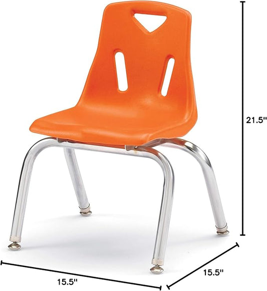 Jonti-Craft Berries 8142JC1114 Stacking Chair with Chrome-Plated Legs, 12" Height, Orange
