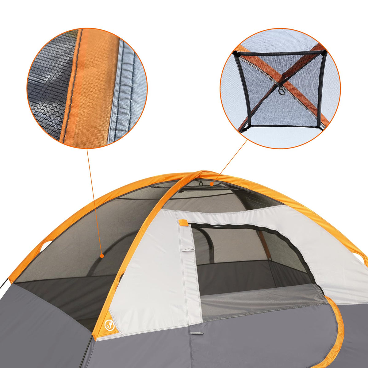 Amazon Basics Dome Camping Tent with Easy Setup for Hiking and Backpacking, Portable Two-Person, Rainfly and Carry Bag, Orange and Grey