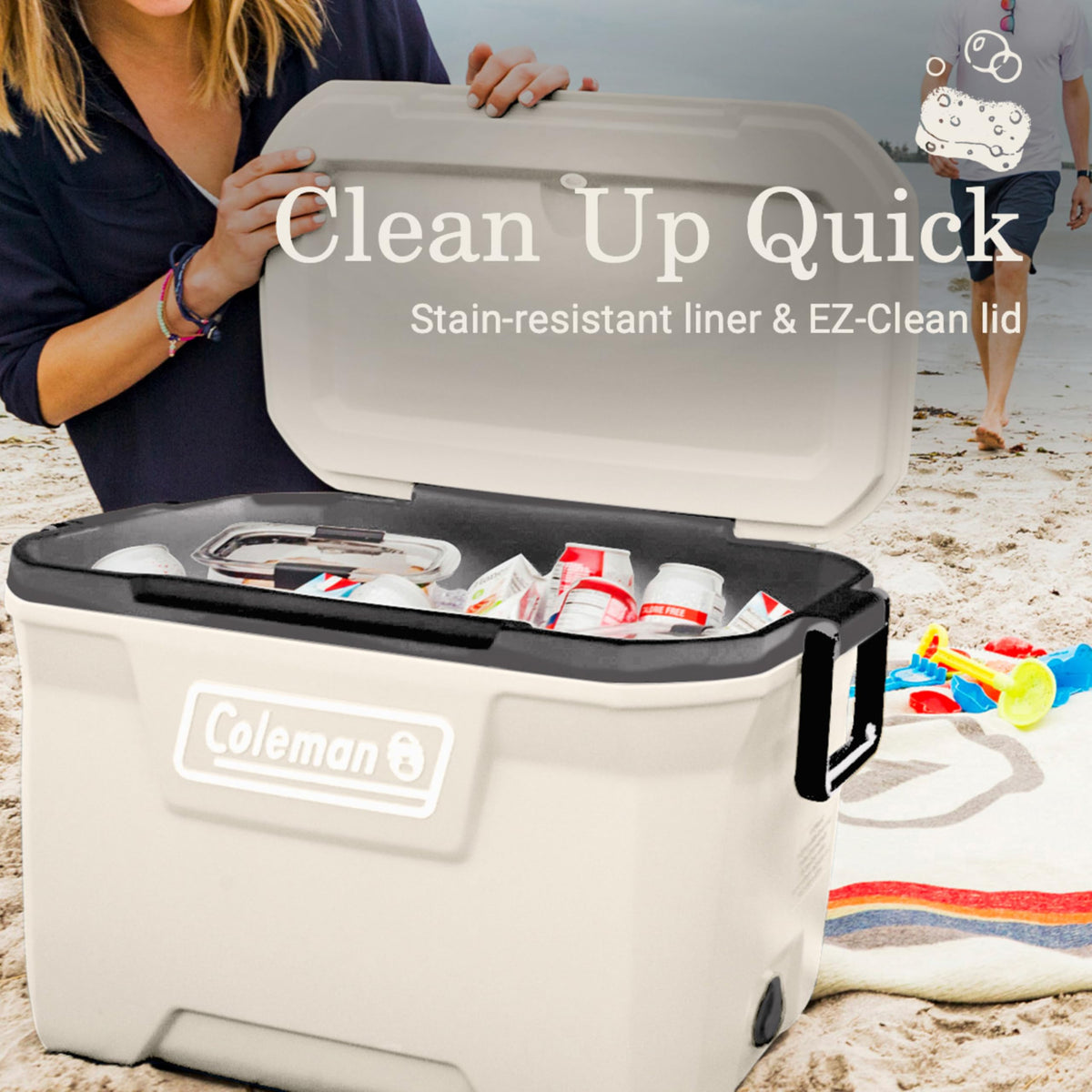 Coleman Classic Series Insulated Portable Cooler, Leak-Resistant Outdoor Hard Cooler Keeps Ice up to 5 Days, 52 Quart, Desert Sand