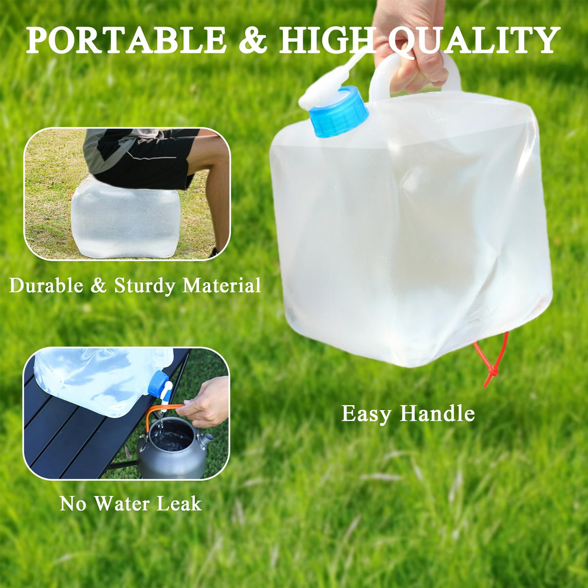 Cosell Collapsible Water Container with Spigot & Hook, BPA Free Water Jug, Foldable Carrier Bucket, Water Storage Container for Camping Hiking Survival Kit, 2-Pack (20L/5.3 Gallon)