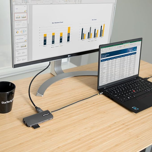 StarTech.com USB C Hub, 4K 60Hz HDMI Video with USB-C DP 1.4 Alt Mode, USB 5Gbps Dock for MacBook M1 M2 M3 M4 & Windows, Gigabit Ethernet, SD/MicroSD, 100W Charging, 12in Cable
