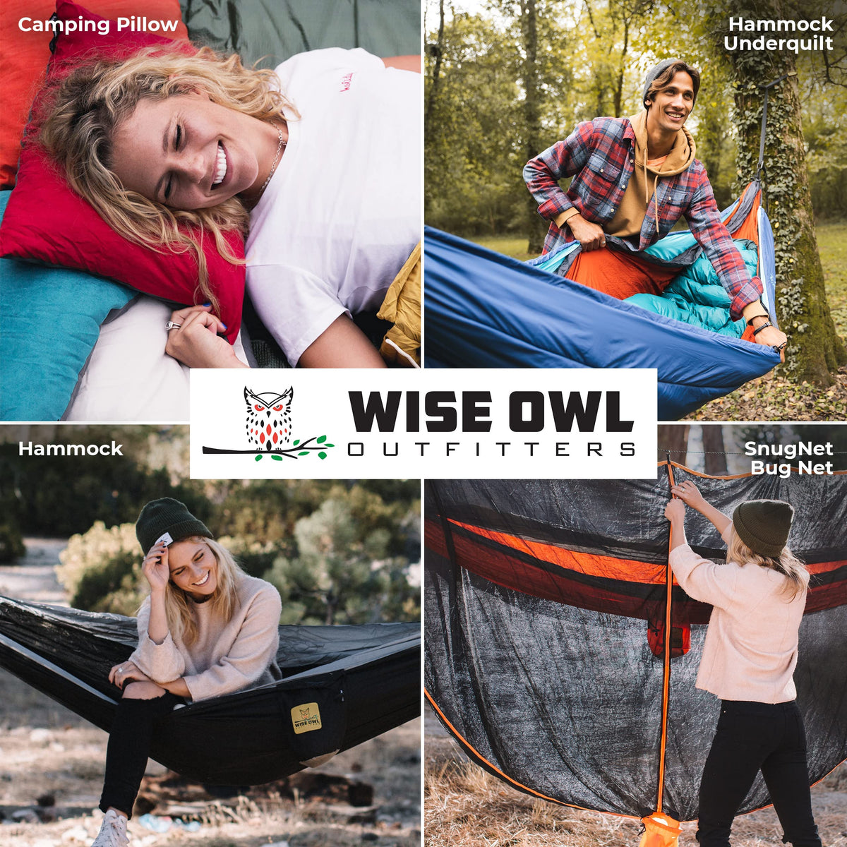 Wise Owl Outfitters Hammock for Camping Single Hammocks Gear for The Outdoors Backpacking Survival or Travel - Portable Lightweight Parachute Nylon SO Lt Blue & Grey