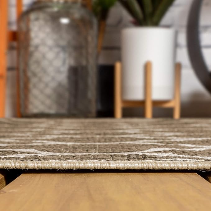 JONATHAN Y Moroccan Trellis Indoor Outdoor Runner Rug 2X20 Brown/Beige, Trebol Textured Weave for Backyard, Patio, Porch, Easy-Cleaning, High Traffic, Pet-Friendly, Non-Shedding (SMB109A-220)