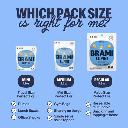 BRAMI Lupini Beans Snacks – Mediterranean Medley, Mediterranean Protein Snack, 0g Net Carbs, Vegan & Keto Friendly, High Fiber Italian Lupin Beans, Ready-to-Eat Healthy Snack, 5.3 oz (Pack of 8)