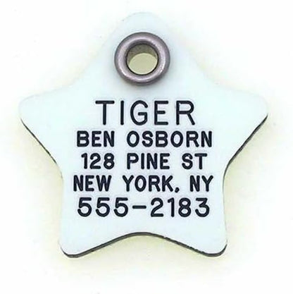 LuckyPet Glow in The Dark Dog and Cat ID Tag - Durable Custom Tags for Pets - Silent Personalized Pet Identification - Easy to Read Engraving - Small, Star