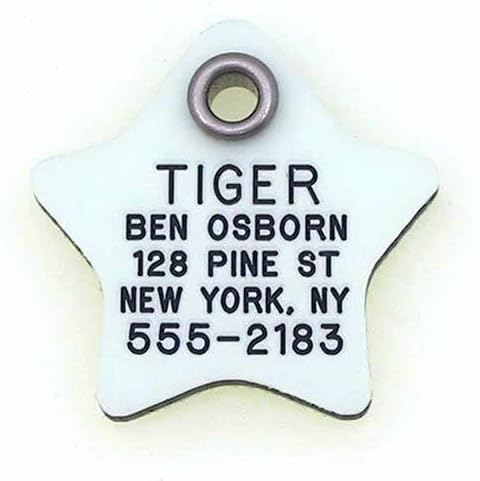 LuckyPet Glow in The Dark Dog and Cat ID Tag - Durable Custom Tags for Pets - Silent Personalized Pet Identification - Easy to Read Engraving - Medium, Star