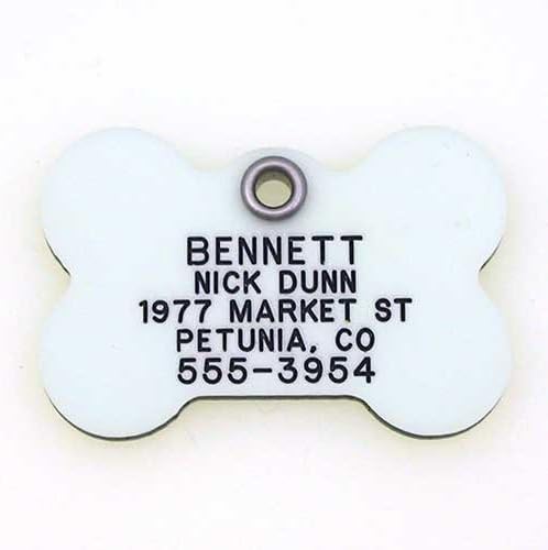 LuckyPet Glow in The Dark Dog and Cat ID Tag - Durable Custom Tags for Pets - Silent Personalized Pet Identification - Easy to Read Engraving - Medium, Star