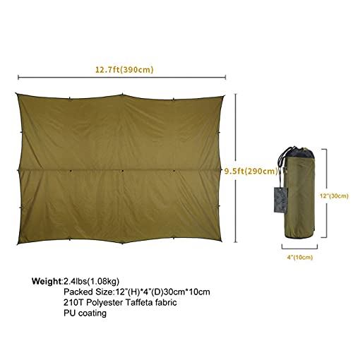 ONETIGRIS Camping Tarp - 12.8ft, 9.5ft, Large