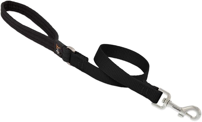 Traffic Leash by Lupine in 3/4" Wide Black 2-Foot Long with Padded Handle