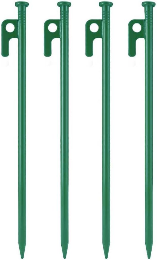 4Pcs Heavy-Duty Forged Steel Tent Stakes, 12in, with Storage Pouch ??Ideal for Rocky Terrain, Snowfields, and Camping (4Pcs 12in Stakes Included)(Green)