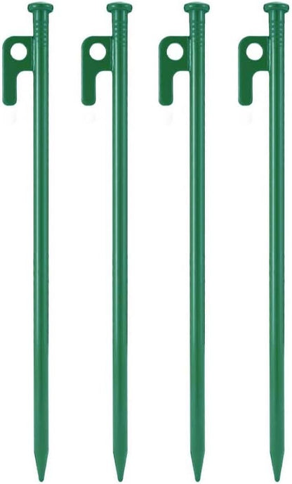 4Pcs Heavy-Duty Forged Steel Tent Stakes, 12in, with Storage Pouch ??Ideal for Rocky Terrain, Snowfields, and Camping (4Pcs 12in Stakes Included)(Green)