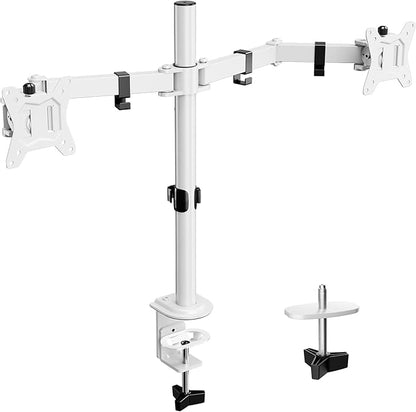ErGear Fully Adjustable Dual Monitor Mount for 2 Screens up to 32 Inches, Holds up to 17.6 lbs Each Arm, Desk Stand, White