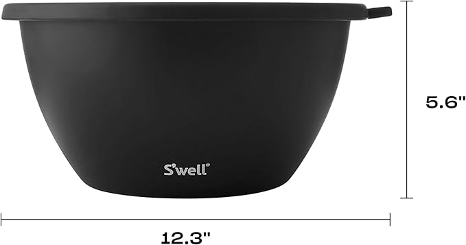 S'well Stainless Steel Salad Bowl Kit XL 184oz, Onyx, Includes 5oz Canister For Dressing, Serving Utensils, and Removable Tray, Leakproof, Easy to Clean, Dishwasher and Refrigerator Safe
