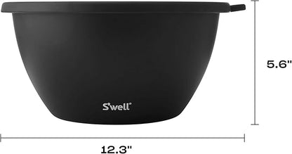 S'well Stainless Steel Salad Bowl Kit XL 184oz, Onyx, Includes 5oz Canister For Dressing, Serving Utensils, and Removable Tray, Leakproof, Easy to Clean, Dishwasher and Refrigerator Safe