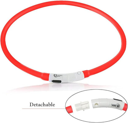 LED Dog Collar,USB Rechargeable Glowing Dog Collars, Light Up Collar Improved Pet Safety &Visibility at Night, 3 Flashing Modes,Water-Resistant LED Lighted Fits for Small Medium Large Dogs