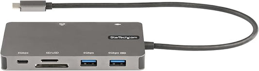 StarTech.com 9-in-1 USB C Mini Dock w/Extra Long Cable 12in/30cm for MacBook M1 M2 M3 M4 and Windows, 4K 30Hz HDMI or VGA Video, USB 5Gbps Hub, 100W PD, Gigabit Ethernet, SD/Micro SD
