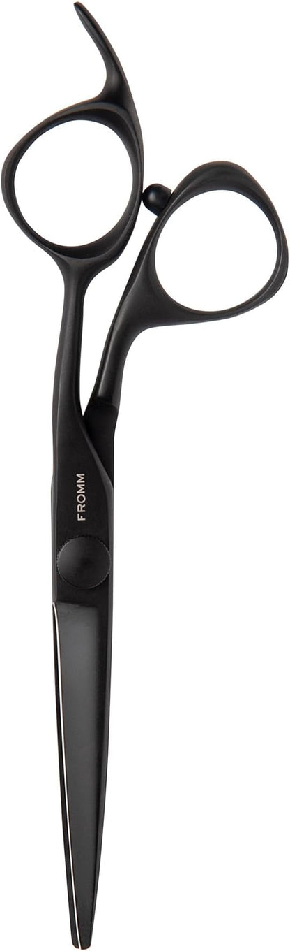 Fromm Professional Dare 5.75" 1-Piece Precision Slide & Point Hair Cutting Shears in Matte Black Japanese Steel Scissors with Semi-Convex Blade for Expert Salon Stylists