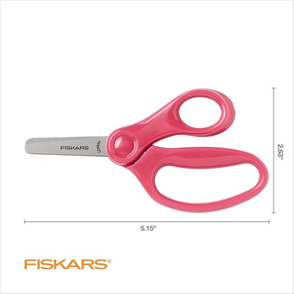 Fiskars 5" Blunt-Tip Scissors for Kids Ages 4-7, For School or Crafting, Premium Pink (Pack of 2)