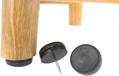 ALIMITOPIA 40pcs Furniture Glide Nail-in Thickened Nylon Chair Glide Slider Furniture Pad Floor Protector for Wooden Furniture Chair Tables Leg Feet(Φ22mm or 0.9";Brown)