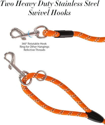 (2 Pack) Long Dog Leash for Dog Training 15FT/30FT/50FT, Dog Rope Check Cord with Reflective Thread for Large Medium Small Dogs, Dog Tie-Out Cable Lead for Hunting, Camping&Backyard