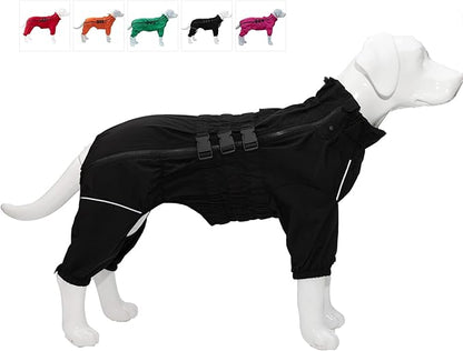 Dogs Waterproof Jacket, Lightweight Waterproof Jacket Reflective Safety Dog Raincoat Windproof Snow-Proof Dog Vest for Corgis Dachshund Small Medium Large Dogs Black D-L