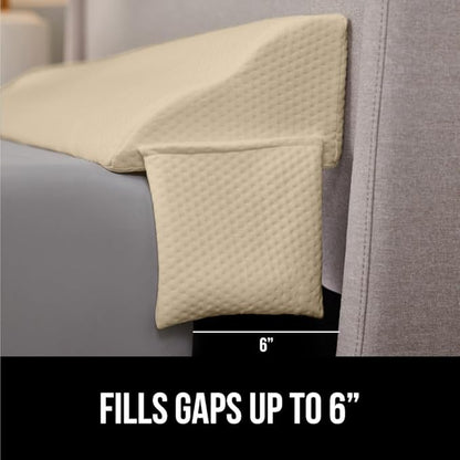 Gorilla Grip Headboard Gap Pillow and Bed Sheet Straps, Headboard Gap Pillow Size Queen Cream, Dense Foam Wedge, Sheet Fasteners 4 Pack Black, Adjustable Elastic with Metal Clips, 2 Item Bundle