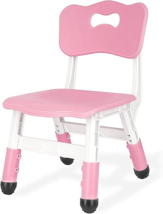 Kids Height Adjustable Toddler Chair Max Load 220LBS Plastic Indoor Outdoor for Children Age 1-6 School Home Daycare Use Pink
