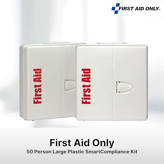 First Aid Only 90659 SmartCompliance 50-Person ANSI 2021 A and OSHA Compliant First Aid Kit for Restaurant Kitchen, Cafeteria, and Other Food Service Venues, Plastic Large First Aid Cabinet