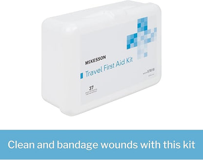 McKesson First Aid Kit - Travel Ready Portable Emergency Supplies for Minor Wound Care - Adhesive Bandages, Gauze Pads, Antiseptic Wipes, Burn Cream - Ideal for Travel, Car & On-The-Go - 37 Pieces