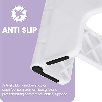 ACSTEP 9 Inch Folding Step Stool 300 LB Capacity Non Slip Foot Stool with Handle Plastic Foldable Step Stools for Kids Stepping Stool for Bathroom Black Small Step Stool (1 PC White)