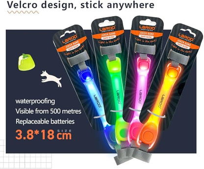 LaRoo Light Up Dog Collar with Nylon Stickers, Universal Glowing Collar Accessories for Leash Harness, Silicone Waterproof Dog LED Flashing Collar Night Outdoor Safety