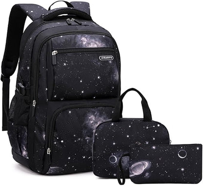 MITOWERMI Boys Backpacks for Primary Junior School Kids Backpack with Lunch Box Galaxy Space Bookbags for Boys Girls
