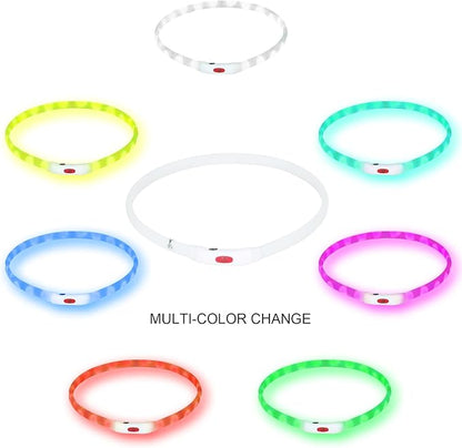 LED Multi-Color Dog Collar, Rechargeable 7 Colors Changing Light Up Dog Collar, Dog Lights Make Pet Visible and Safety for Night Walking，Outdoor, Camping, for Small Medium Large Dogs by NOVKIN