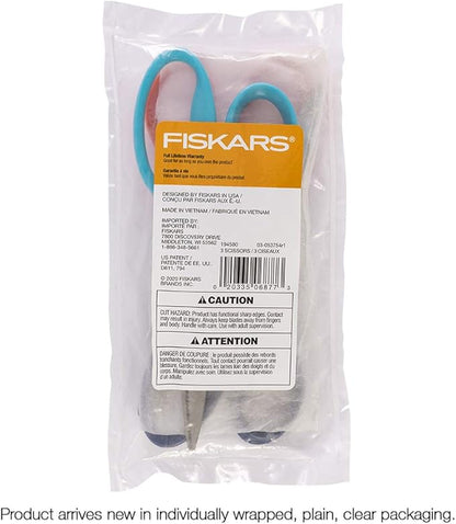 Fiskars 194580-1017 Back to School Supplies Student Kids Scissors, 7 Inch, Red