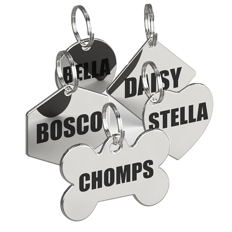 Dr. Fremont's Stainless Steel ID Dog Tags Engraved for Pets Personalized for Cat or Dog Collar Bold Font for Safety (Large, Diamond)