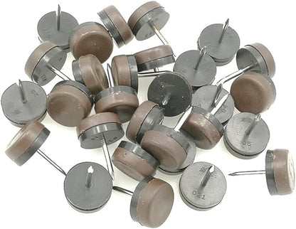 ALIMITOPIA 40pcs Furniture Glide Nail-in Thickened Nylon Chair Glide Slider Furniture Pad Floor Protector for Wooden Furniture Chair Tables Leg Feet(Φ22mm or 0.9";Brown)
