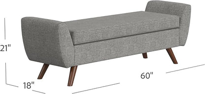 HomePop Modern Storage Bench with Wood Legs Home Décor|Bench with Storage for Living Room & Bedroom - Gray Woven