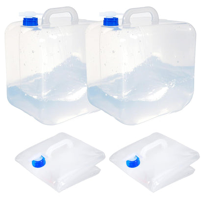 Cosell Collapsible Water Container with Spigot & Hook, BPA Free Water Jug, Foldable Carrier Bucket, Water Storage Container for Camping Hiking Survival Kit, 2-Pack (20L/5.3 Gallon)