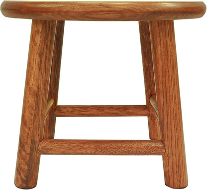 CONSDAN 9-Inch Round Step Stool for Adults & Kids, USA Grown Solid Oak Hardwood, Sturdy Small Foot Stool for Kitchen, Bedroom, Bathroom, Shoe Changing, Plant Stand, Fully Assembled (Chocolate)