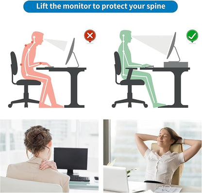 Gianotter 2-Tier Metal Monitor Stand Riser, Workspace Organizer with Desk Accessories, Office Storage for Supplies (Pink)