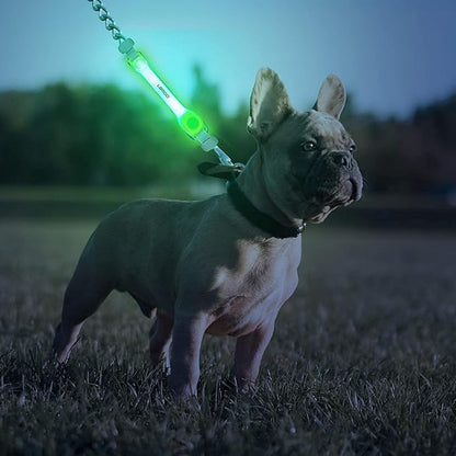 LaRoo Light Up Dog Collar with Nylon Stickers, Universal Glowing Collar Accessories for Leash Harness, Silicone Waterproof Dog LED Flashing Collar Night Outdoor Safety