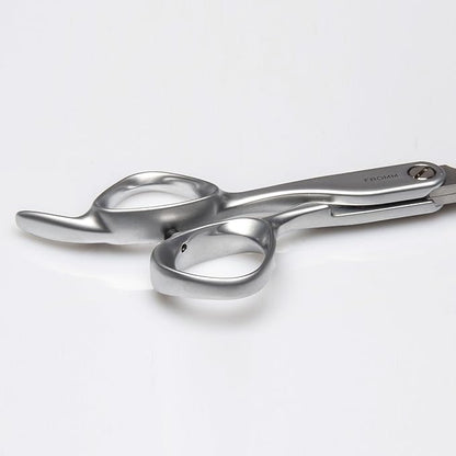 Fromm Professional Transform 5.75" Left-Hand Extra Smooth Hair Cutting Shears on Wet & Dry in Matte Silver Japanese Steel Scissors with Beveled Blade for Experienced & Expert Stylists