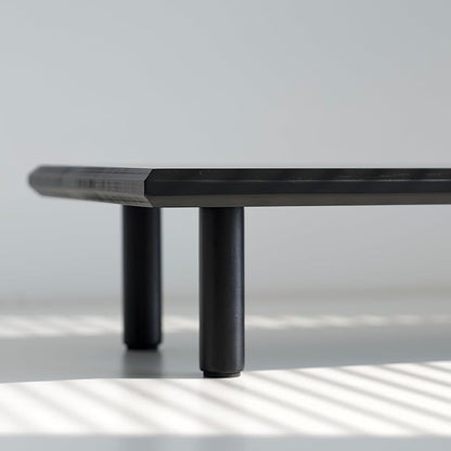 Bamboo Dual Monitor Stand Riser with Underneath Storage, Ergonomic Desk Shelf Supports PC Computer Monitor, Printer, TV for Home, Office, Black